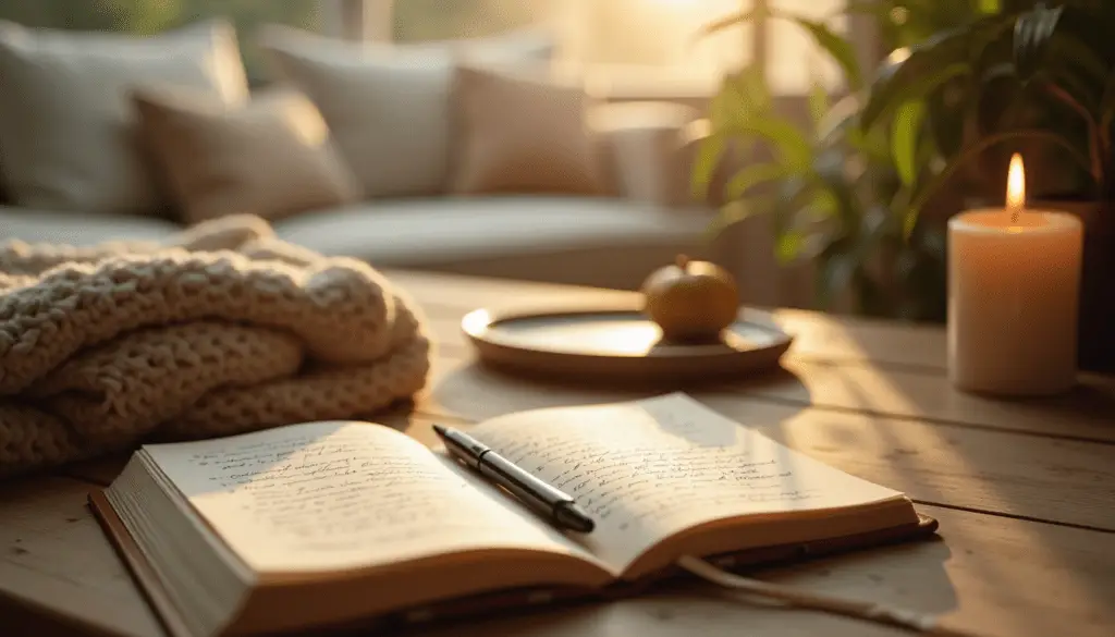 A Cozy Wooden Table In The Foreground Featuring