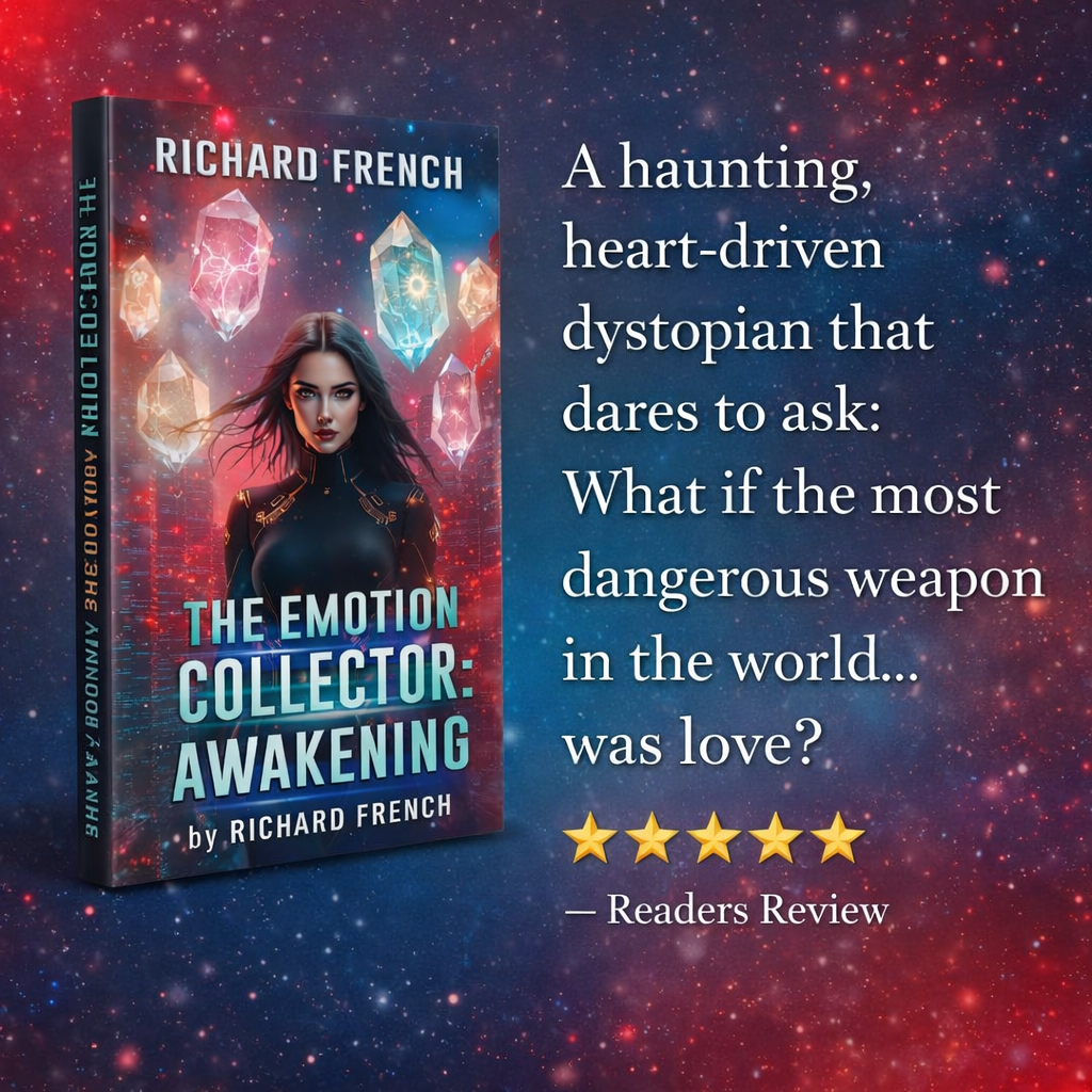 Five-star reader review describing The Emotion Collector: Awakening as a haunting, heart-driven dystopian novel
